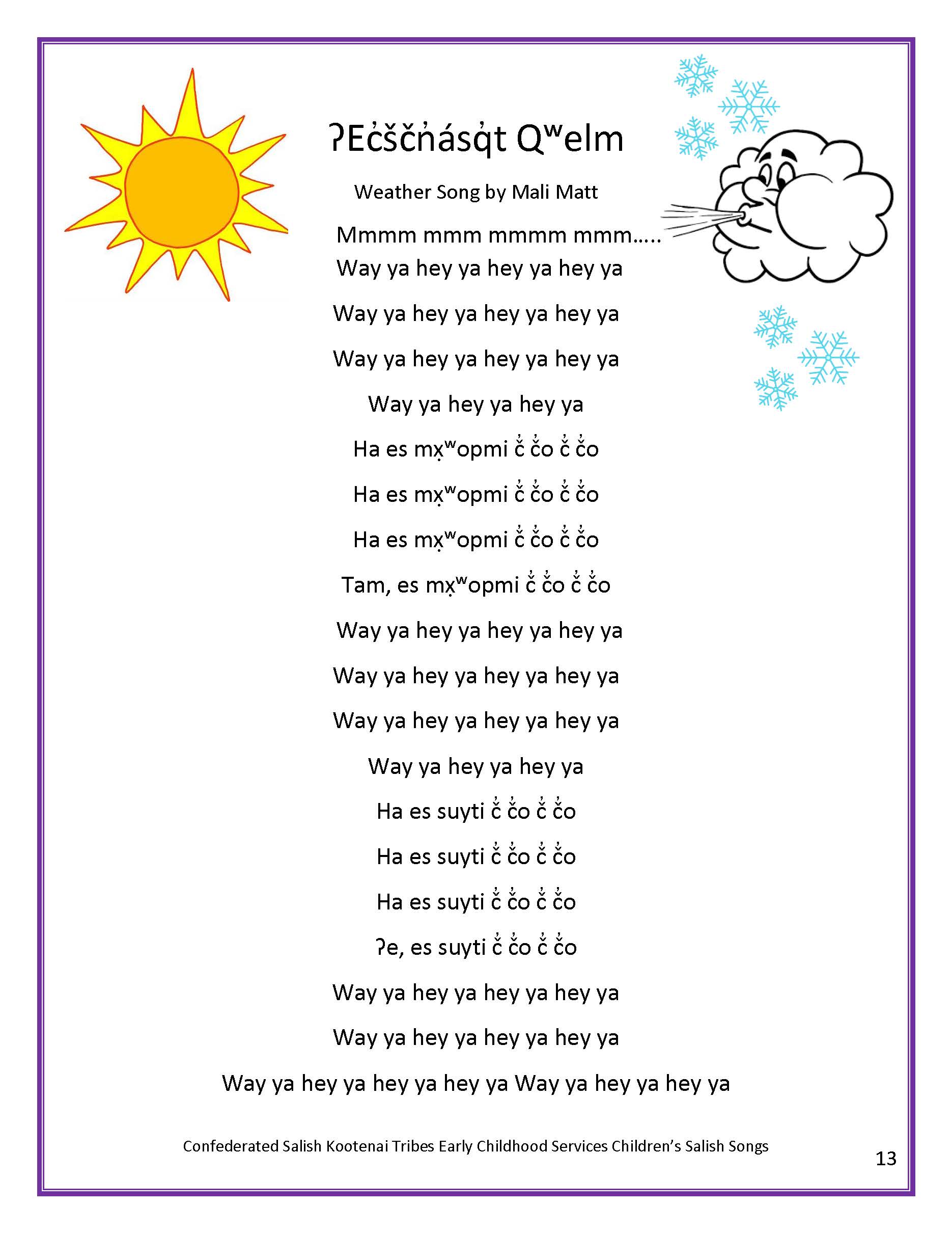 ECS Childrens Salish Song Book Page 18